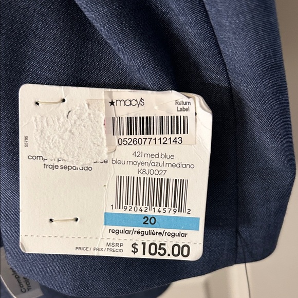 NWT Calvin Klein Boys Mixed Size, Slim Fit Medium Blue Single Breasted Suit - Picture 6 of 11